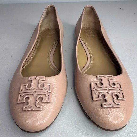 Tory Burch Melinda Nude Powder Coated Leather Ballet Flats Women's 8.5 - Picture 3 of 10